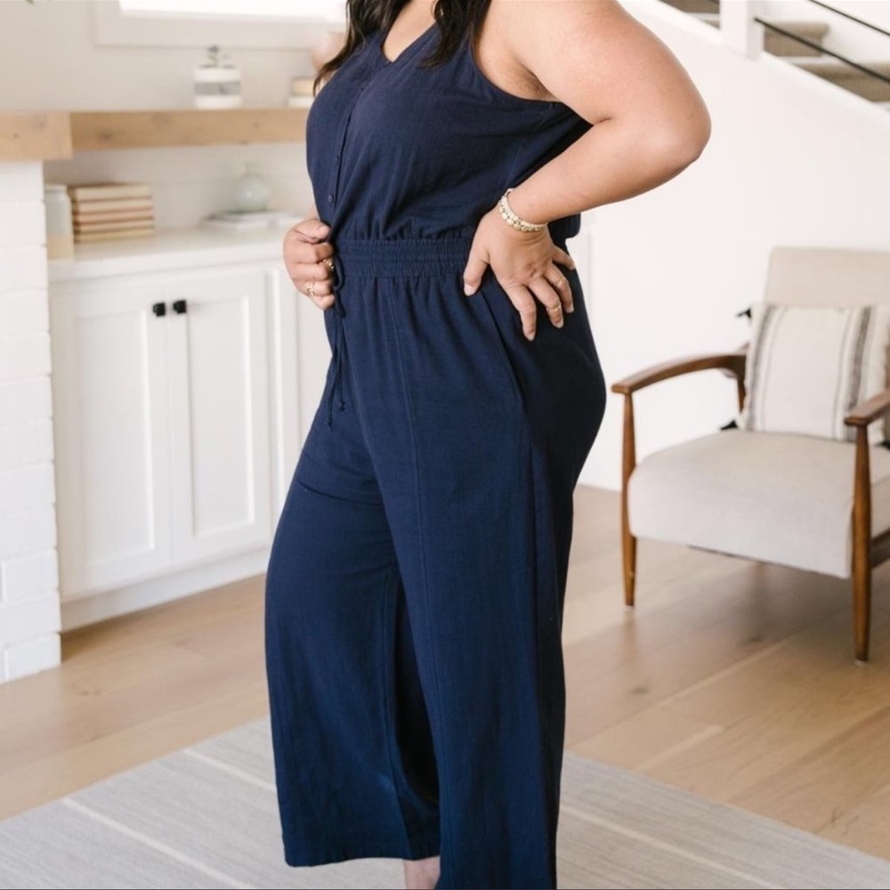 Navy Sleeveless Jumpsuit NWT - Picture 2 of 4